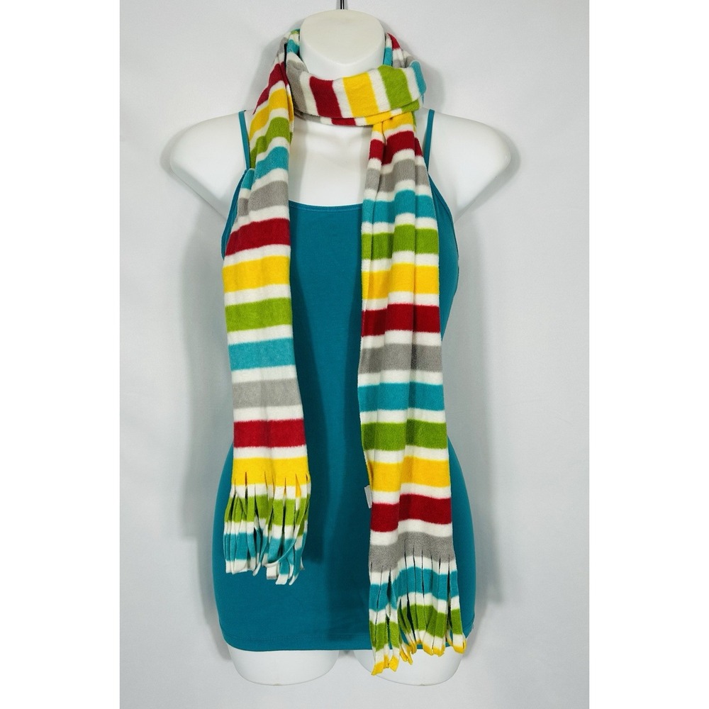 Vintage Old Navy Unisex Fleece Preppy Y2K 90S Scarf One Size Rainbow Striped